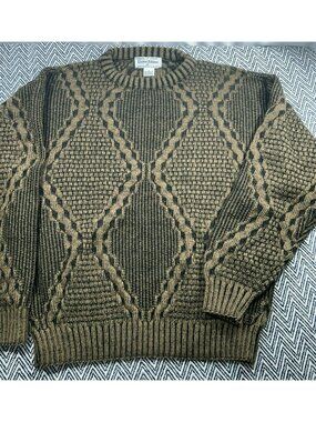 Limited Editions by Expressions Italy Sweater Mens Large Brown Geometric VTG